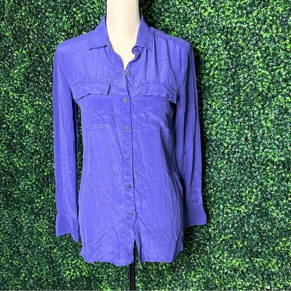 Vtg. VS Silk Purple Long Sleeve Shirt Top Button Down  Sz XS - Picture 5 of 6